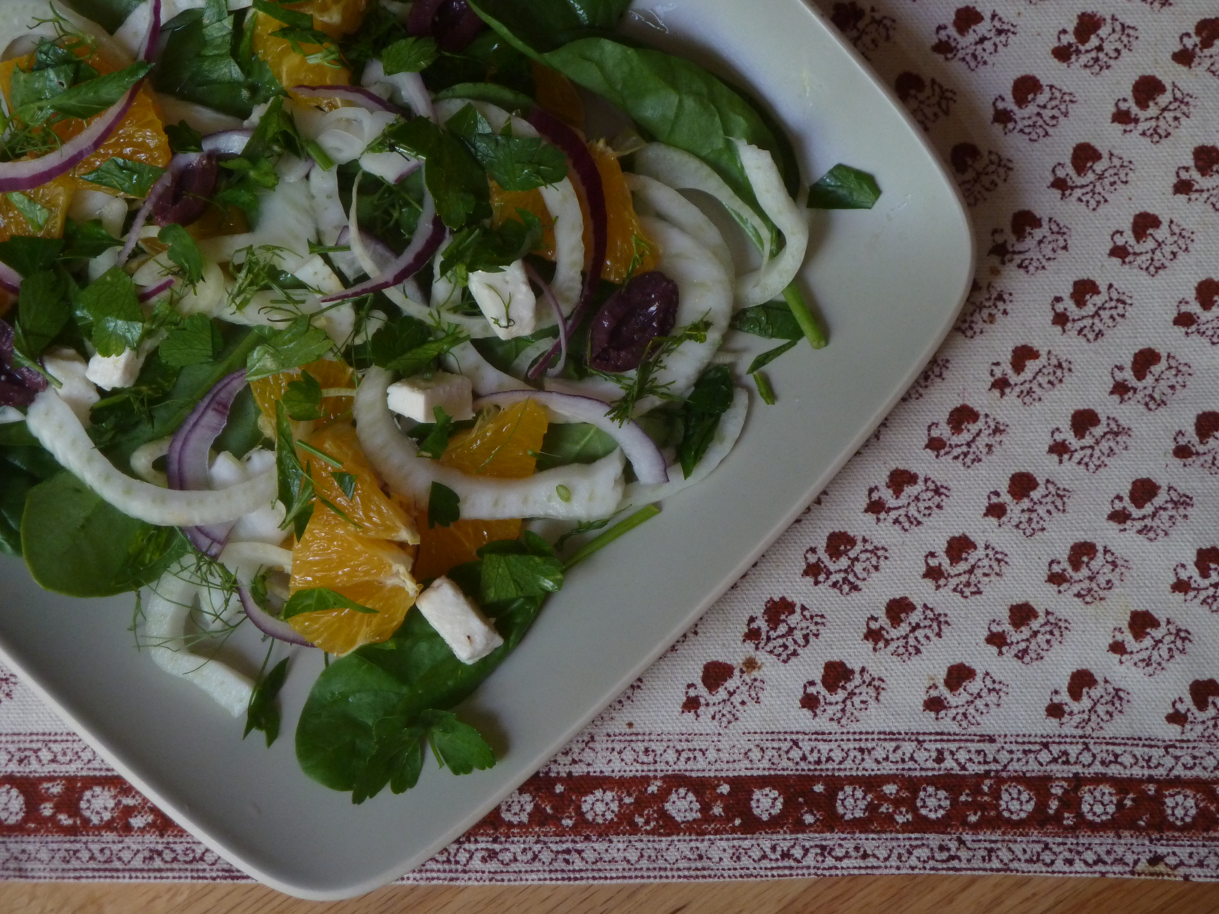 Fennel and Spinach Salad with Orange and Olives
