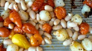 Roasted tomato, onion and beans